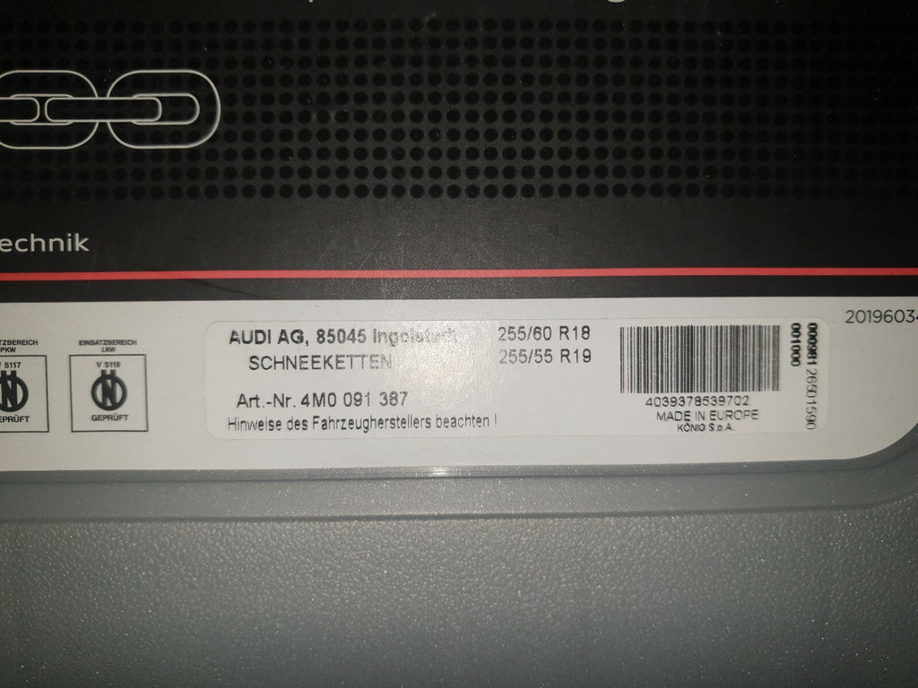 Org.AUDI Schneeketten 255/60 R18 und 255/55 R19, Neu und ovp, Art.4M0091387