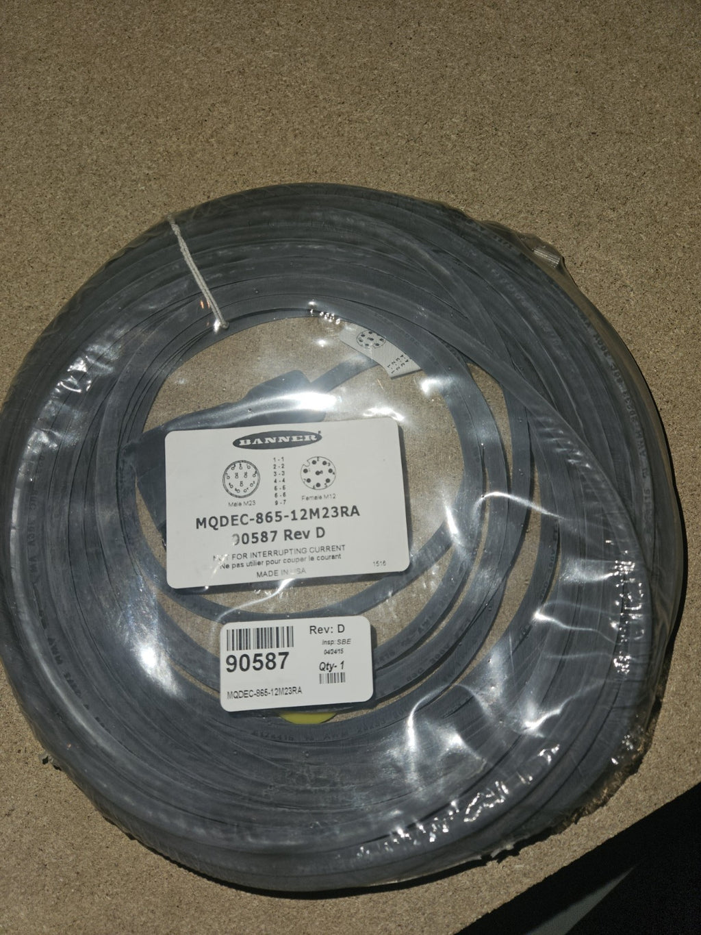 BANNER BAN MQDEC-865-12M23RA 90587,Sensorleitung, Cable, New Sealed Neu/ovp