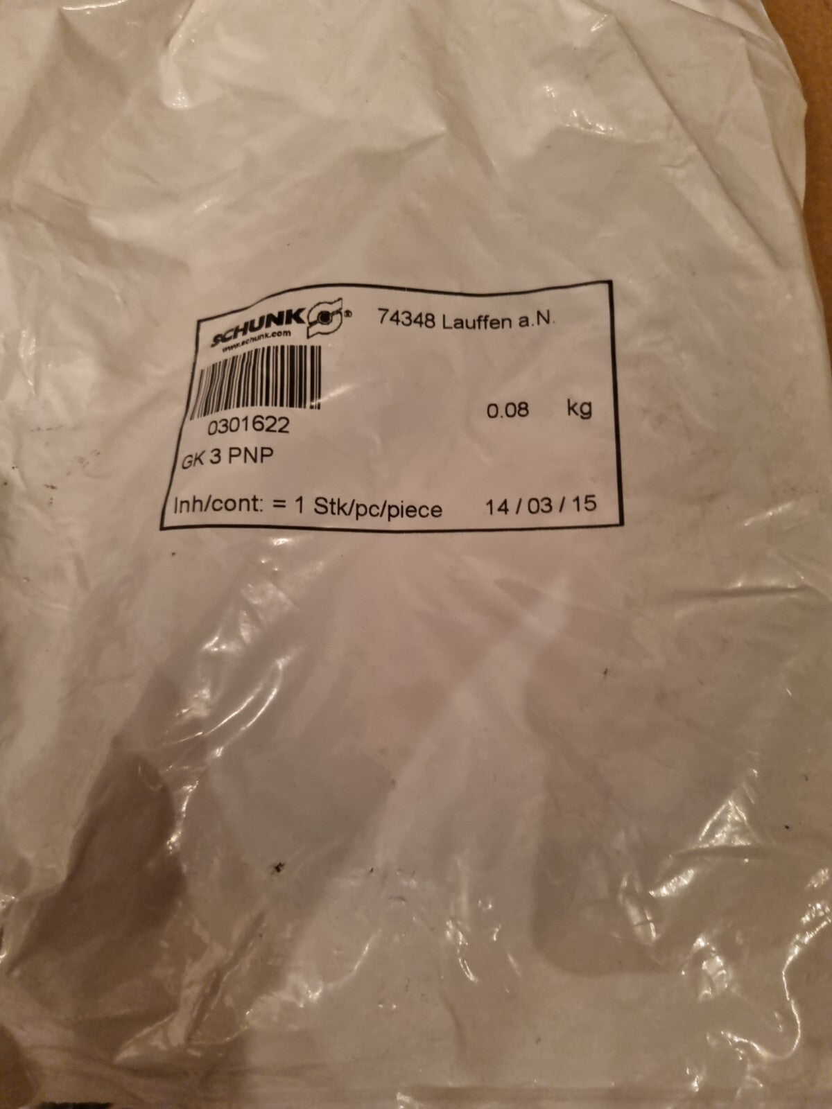SCHUNK, 0301622,  KA BG08-L 3P-0300-PNP Connection Cable, 3 Meters (NEW)