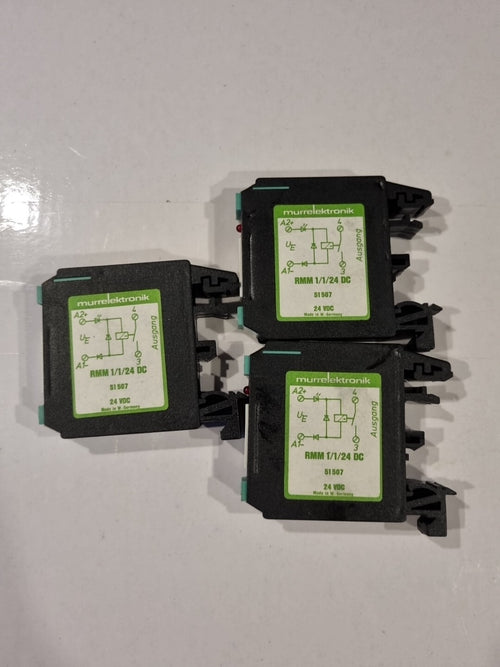 3x Murrelektronik Ausgangsrelais RMM 1/1/24 DC output relay Art. Nr. 51507 24VDC