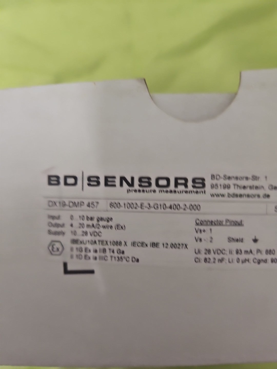 1 x Bd sensors dx19-dmp457 pressure transmitter Neu/ovp, Sealed, New Unused