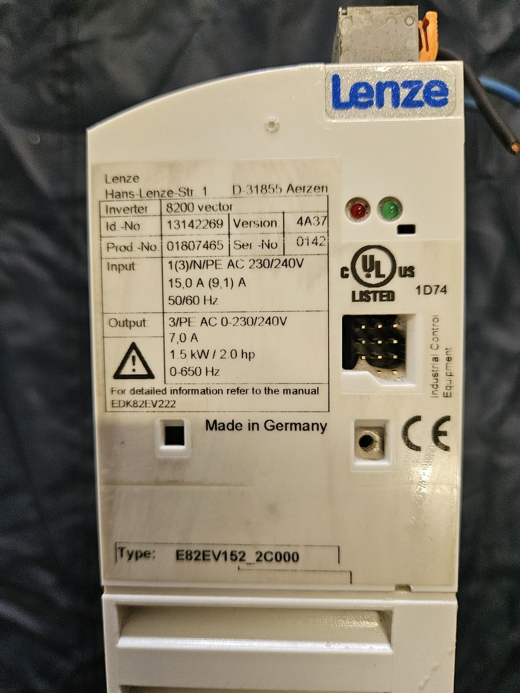 Lenze 8200 vector Inverter Frequenzumrichter E82EV152_2C000 / 1.5kW Refurbished.