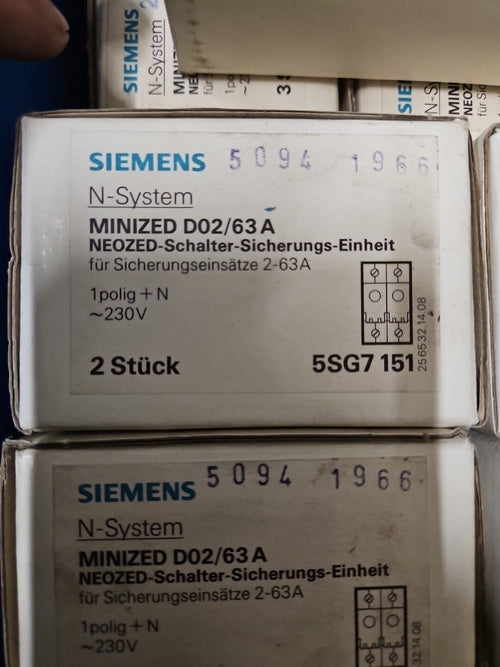 2 x Minized D02/63A, new in Box Siemens 5SG7-151 / 5SG7151 63A Neu/ovp