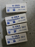 Lot of 4x10 Stück Eska G-Sicherungseinsätze 20x5mm 1,25 A 250V Mittelträge Neu