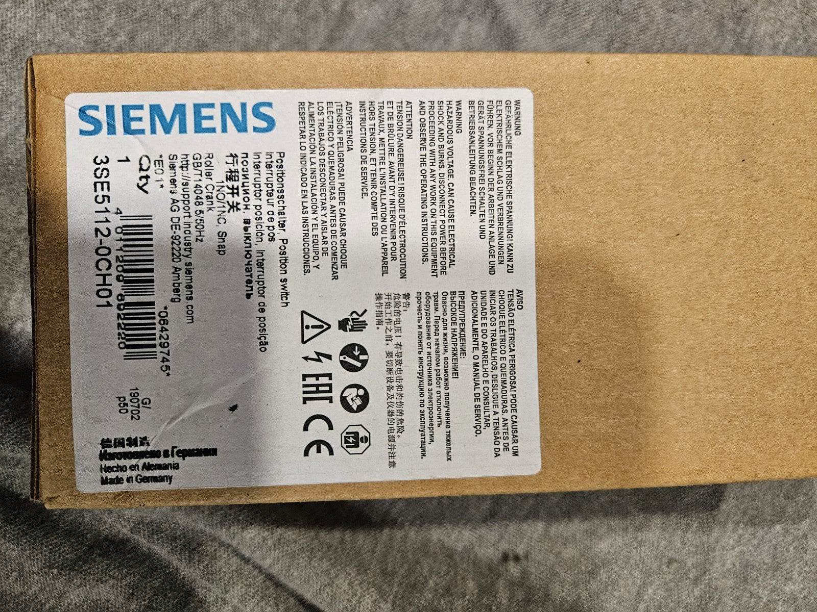 SIEMENS 3SE5112-0CH01 Positionsschalter Rollenschalter, Switch, neu/ovp, New