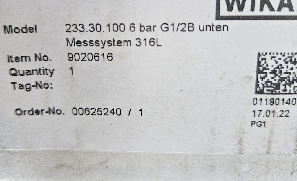 WIKA Manometer Glyzerin 233.30.100, diverse Modelle zur Auswahl G1/2"B, neu/ovp