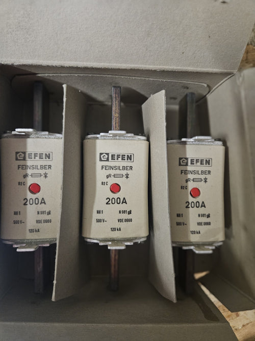 3 x EFEN Feinsilber NH-Einsatz 200A N981,GR.1, gR 500 V fuse, New Unused Neu/ovp