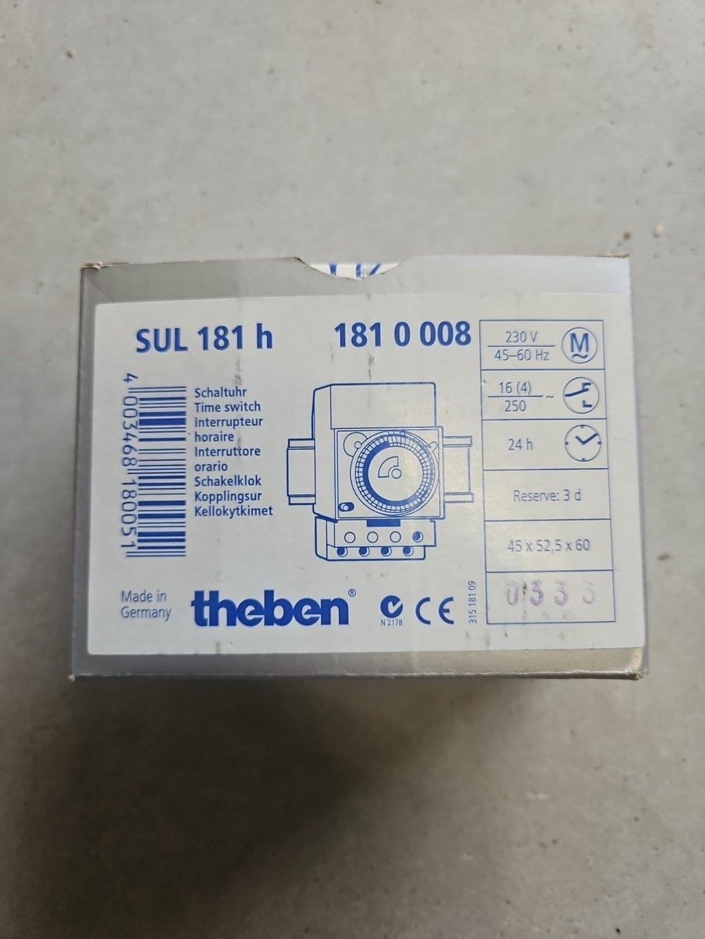 1 x Theben Analoge Zeitschaltuhr SUL 181 H, 181 0 008, Neu/ovp New Unused