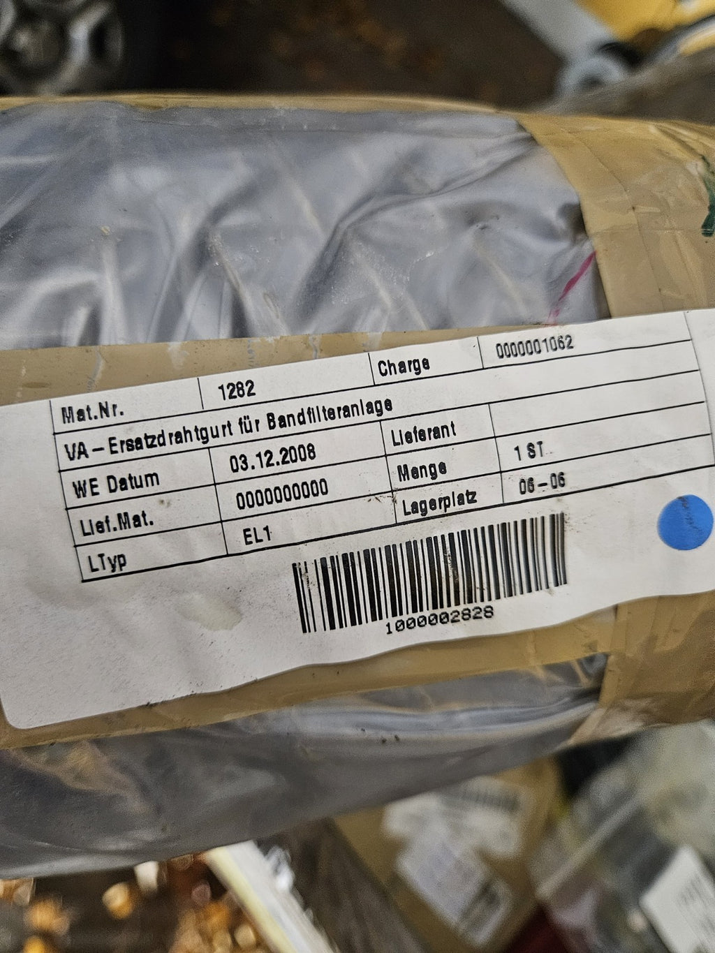 VA Ersatzgurt für Bandfilteranlage HZF 100, 017889, Neu Org.verpackt INOX Belt