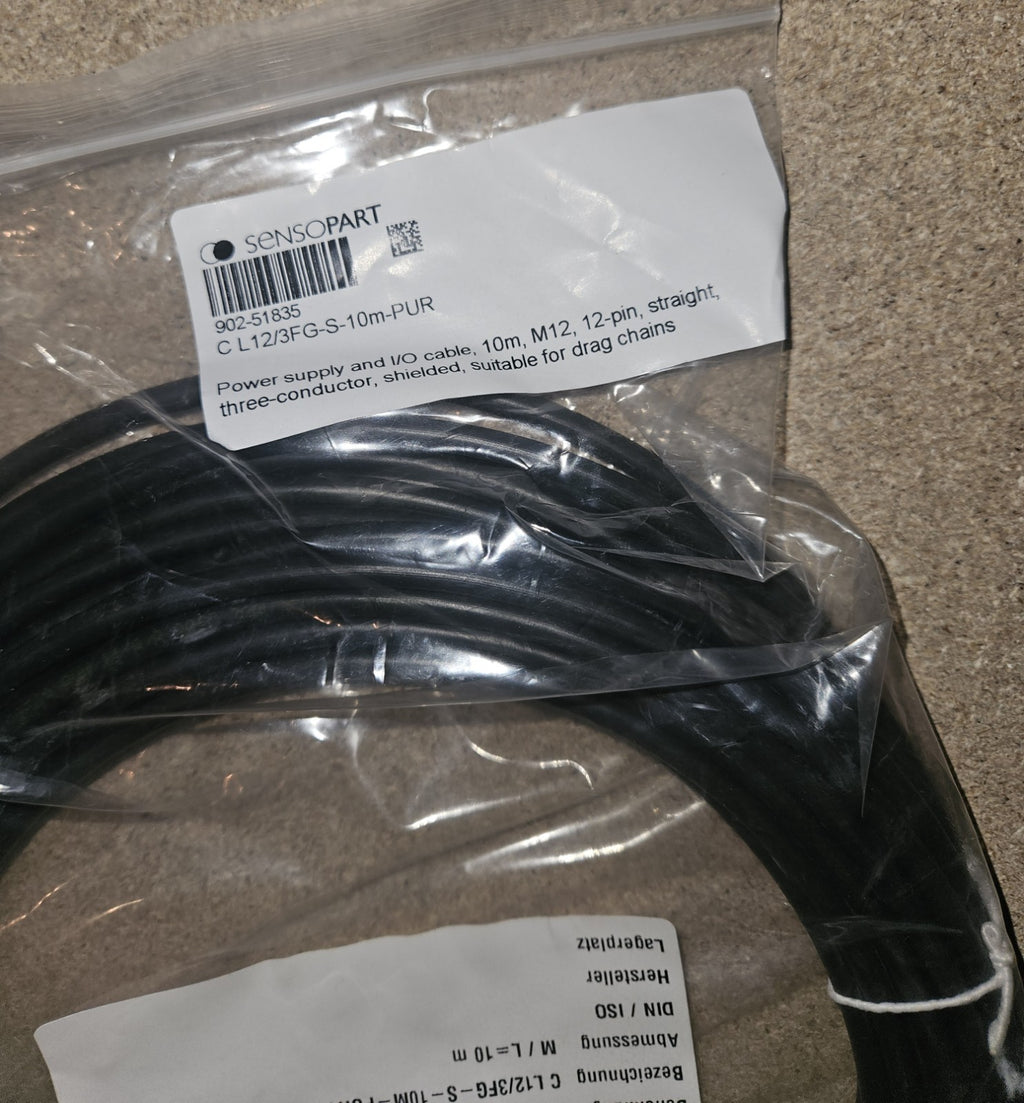 SENSOPART902-51835,C L12/3FG-S-10m-PUR Power cable, 10 m, M12, straight NEW