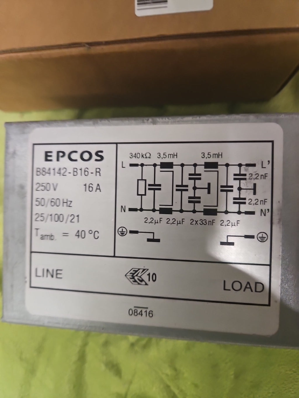 1 x Epcos B84142-B16-R, 213-8400 Entstörfilter 250 V/AC 16 A Neu/ovp Unused New