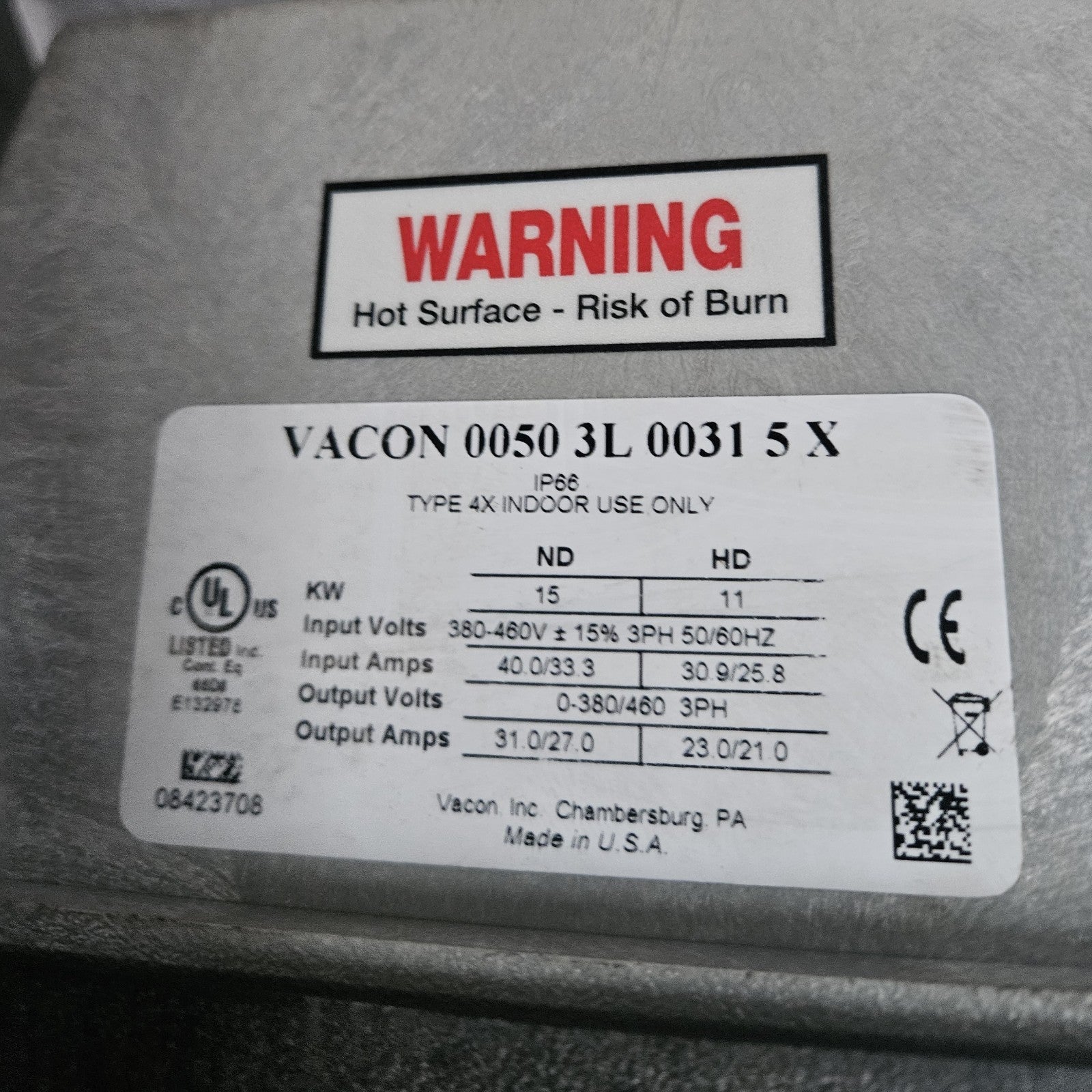 VACON 0050-3L-0031-5-X/VACON00503L00315X Frequency Inverter,fully working,tested