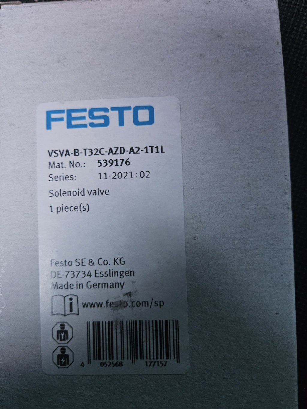 FESTO VSVA-B-T32C-AZD-A2-1T1L 539176 Magnetventil, Solenoid Valve New Neu/ovp