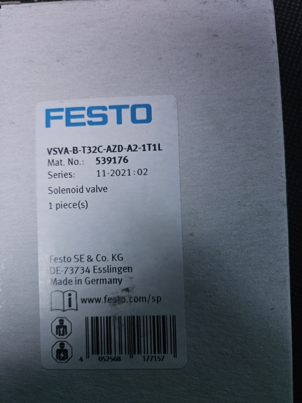 FESTO VSVA-B-T32C-AZD-A2-1T1L 539176 Magnetventil, Solenoid Valve New Neu/ovp