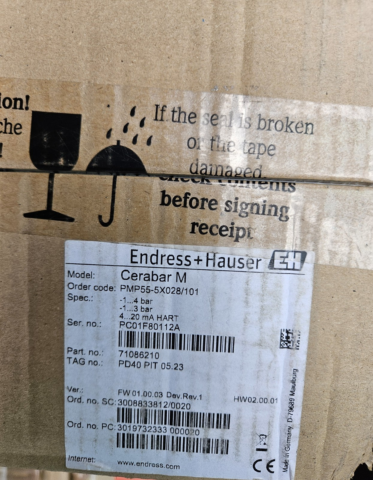 Endress+Hauser PMP55-5X028/101, HART PC01FB0112A, 71086210 New In Box, Neu/Ovp