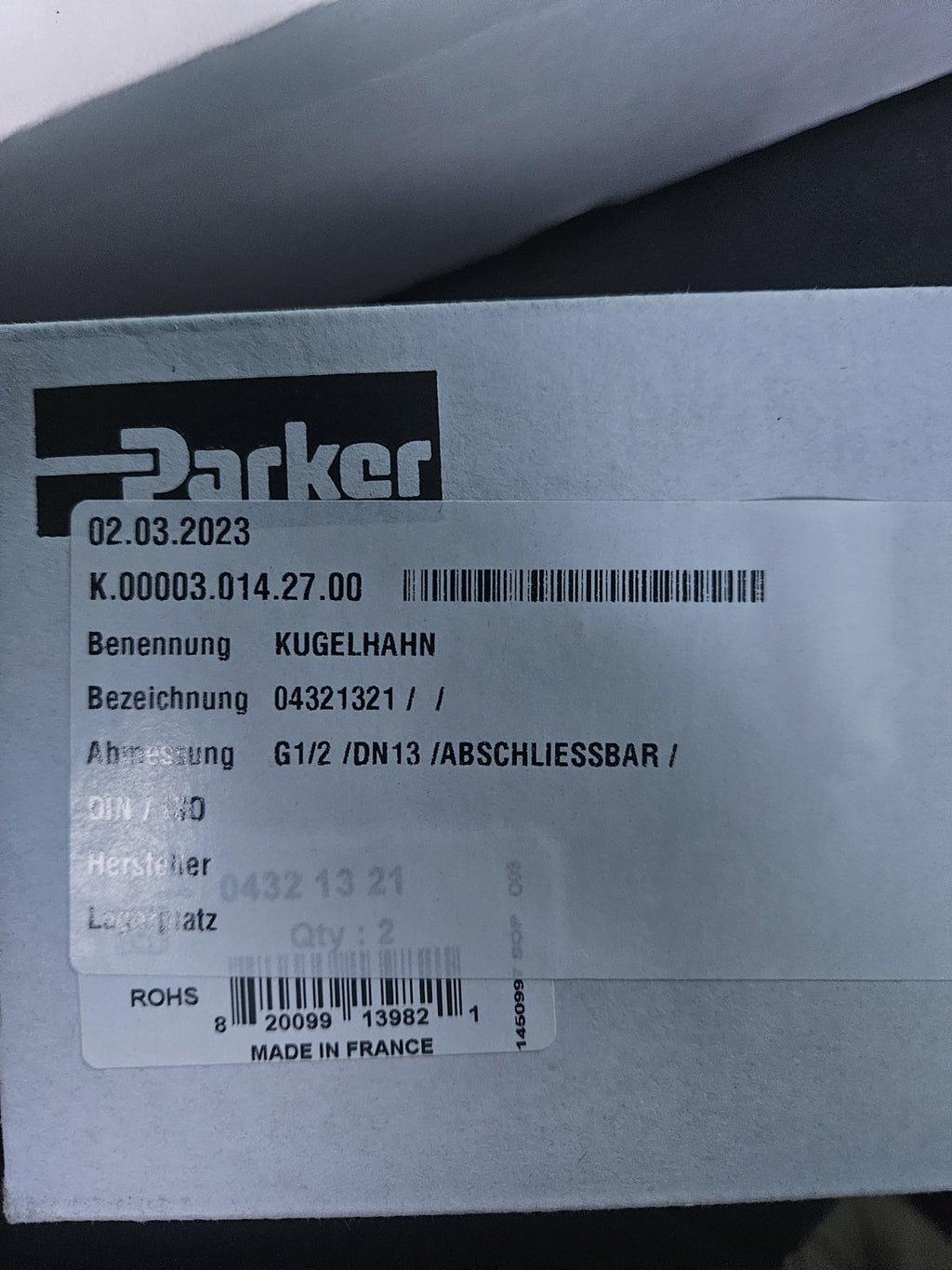 PARKER 1/2" Pipe,0432 13 21,Female Port, Nickel Plated Brass Standard Ball Valve