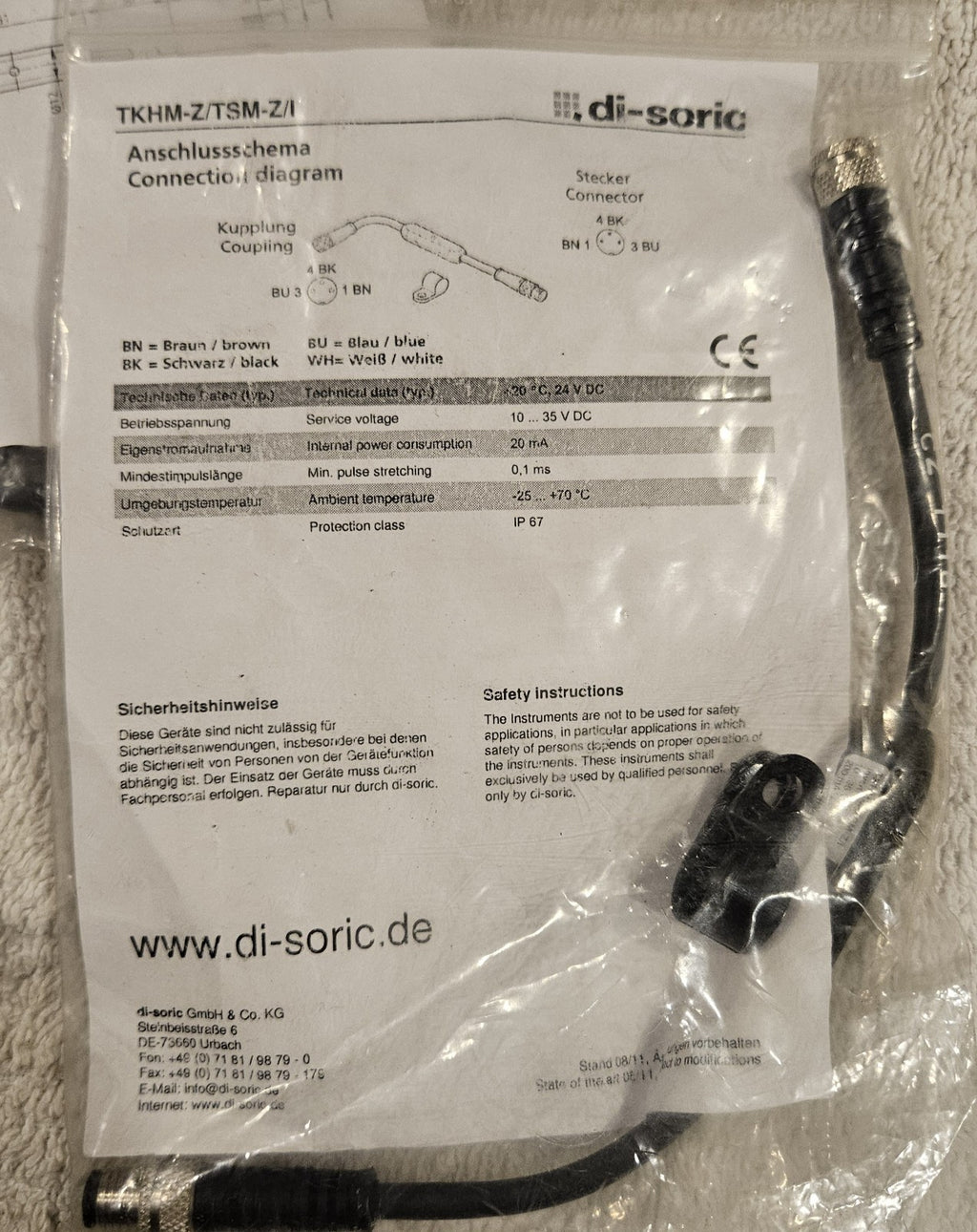 Di-Soric TKHM-Z/TSM-Z/T Funktionsadapter Impulsverlängerer M8 neu/ovp new Sealed