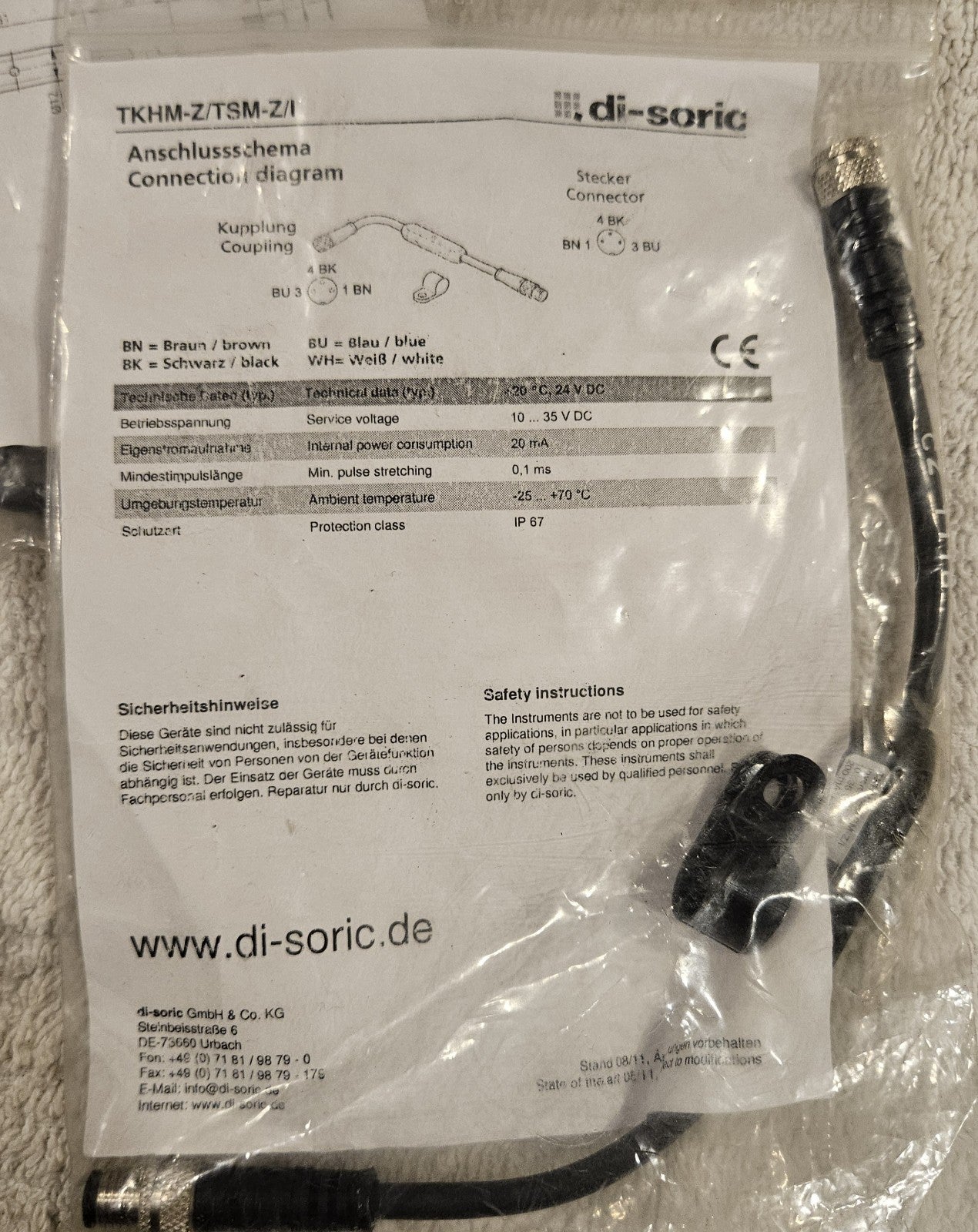 Di-Soric TKHM-Z/TSM-Z/T Funktionsadapter Impulsverlängerer M8 neu/ovp new Sealed
