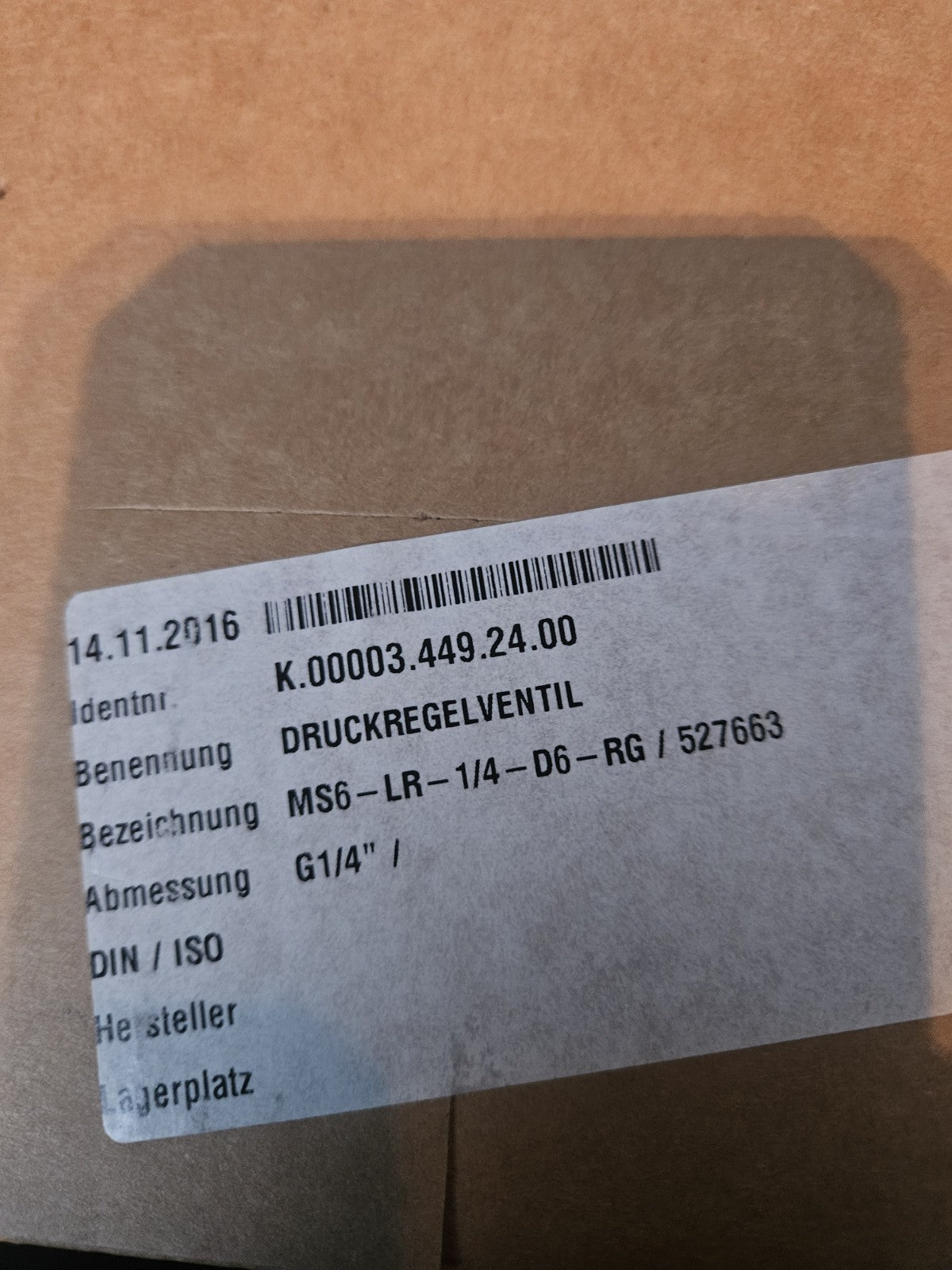FESTO Druckregelventil MS6-LR-1/4-D6-RG-AS-WB | 527663, Neu/ovp, New In Box