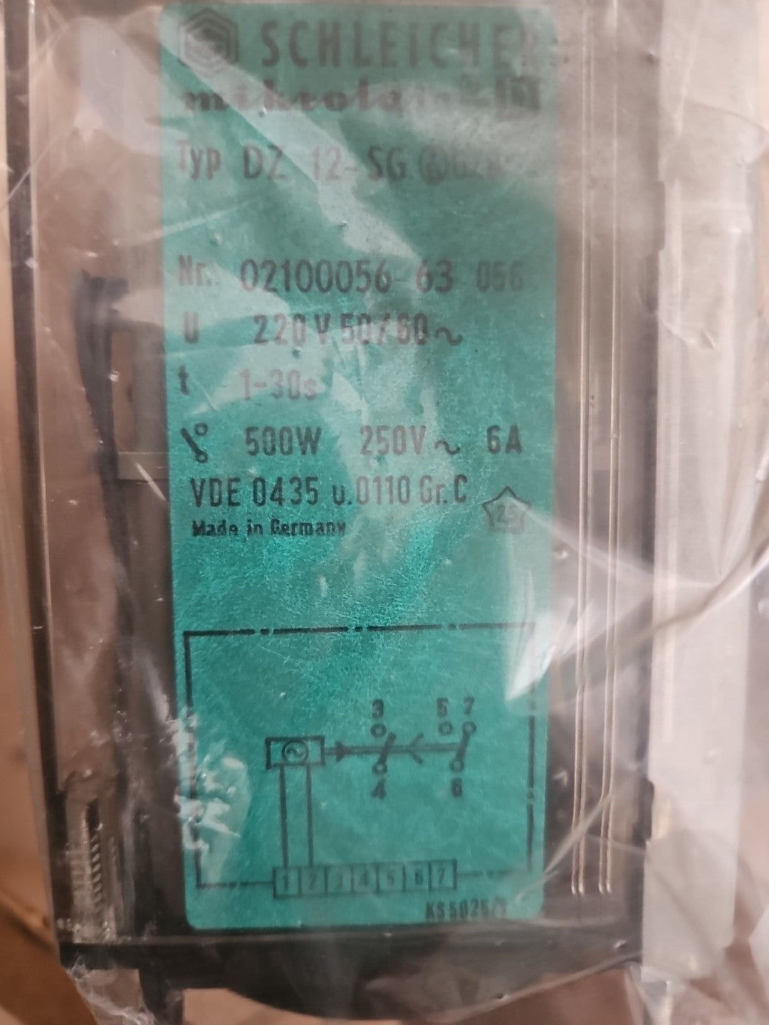 SCHLEICHER DZ 12-SG Zeitrelais 220V 50/60Hz | 1-30s | 6A 500W,einstellbar NEU