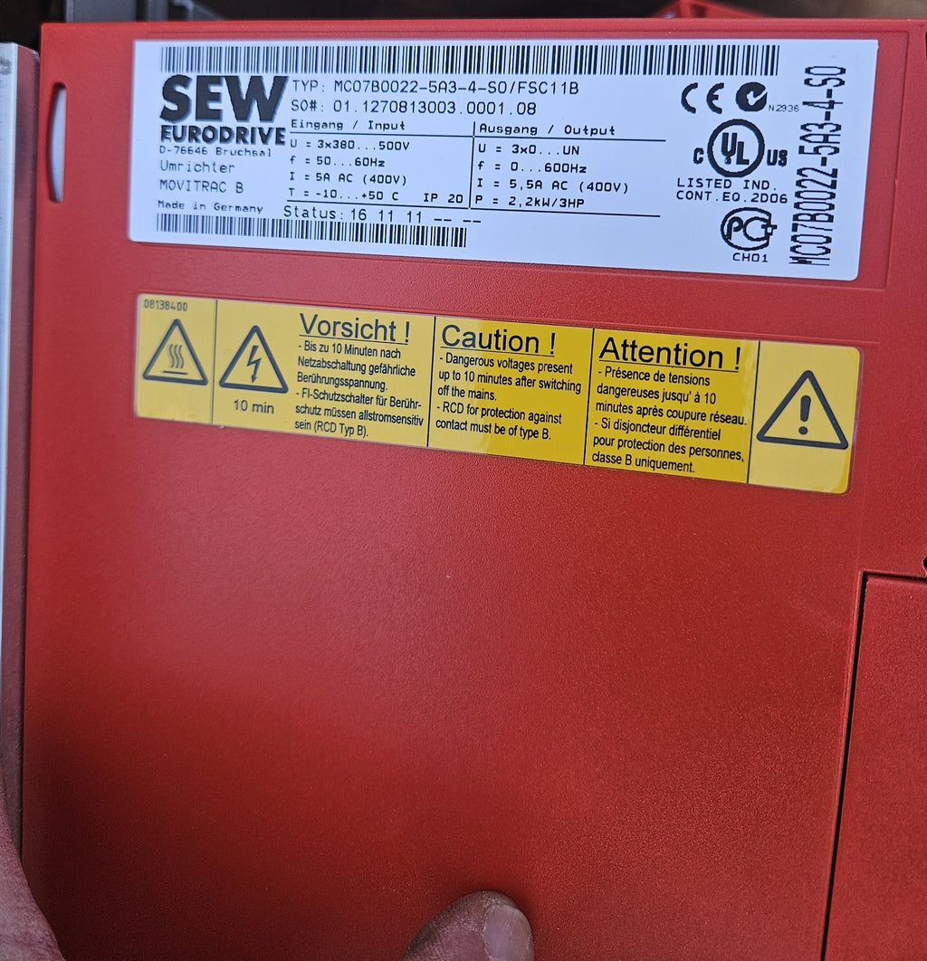 SEW Movitrac B MC07B0022-5A3-4-50/FSC11B, frequency Inverter, Umrichter New Neu