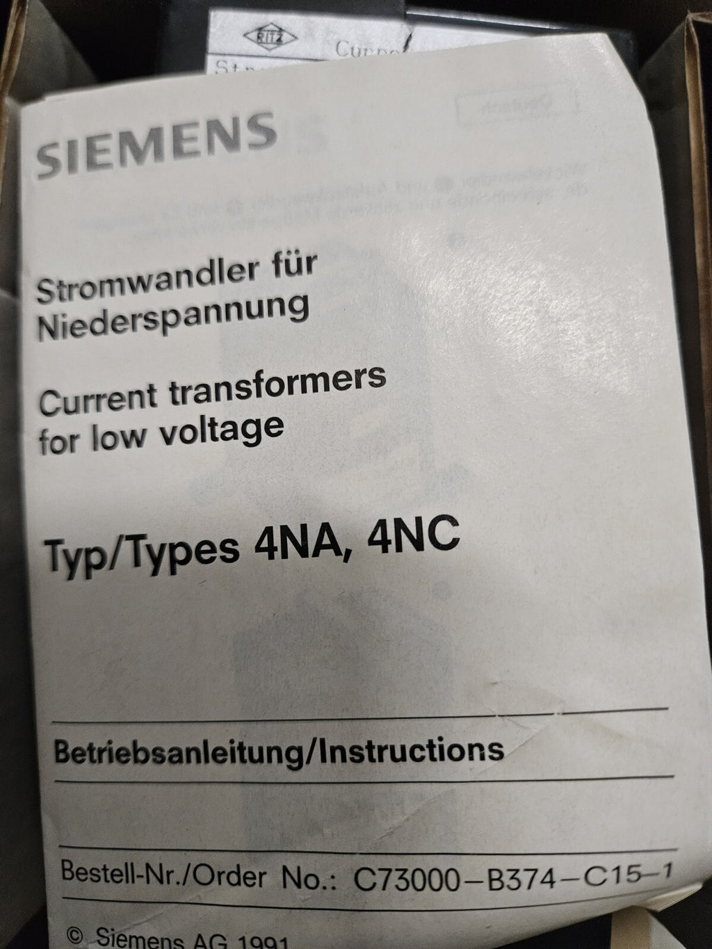 Siemens | Ritz Stromwandler 4NA1410-0CE20, Neu/OvP, New In Box Unused, 94-04570