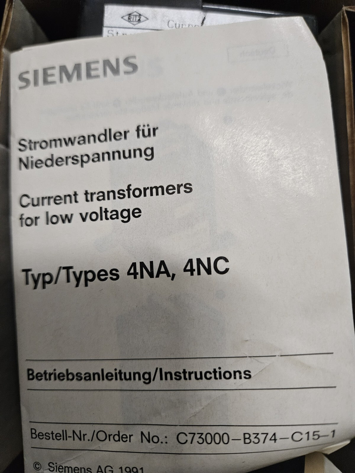 Siemens | Ritz Stromwandler 4NA1410-0CE20, Neu/OvP, New In Box Unused, 94-04570