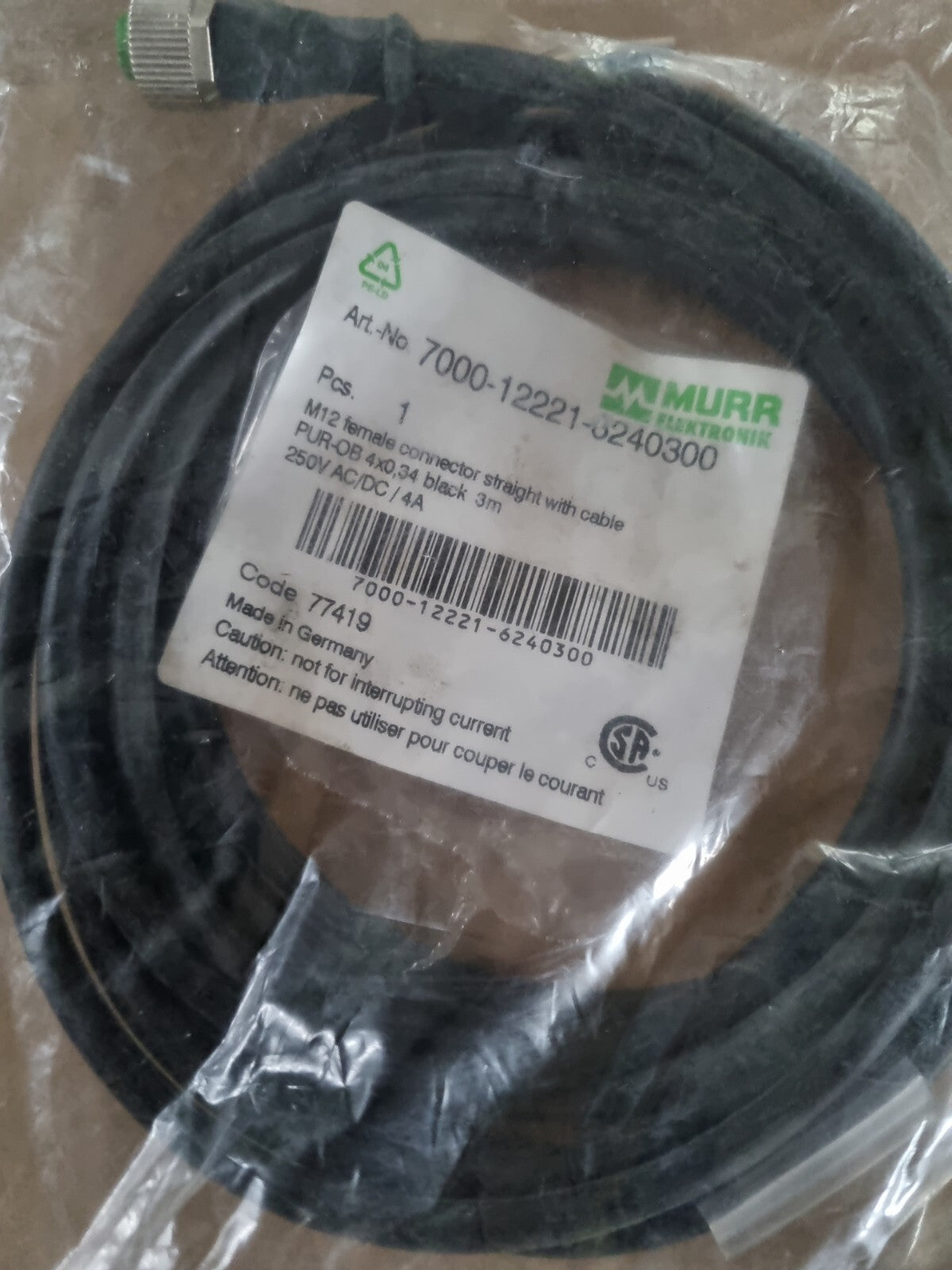 MURR ELEKTRONIK 7000-12221-6240300 / 7000122216240300 (BRAND NEW)