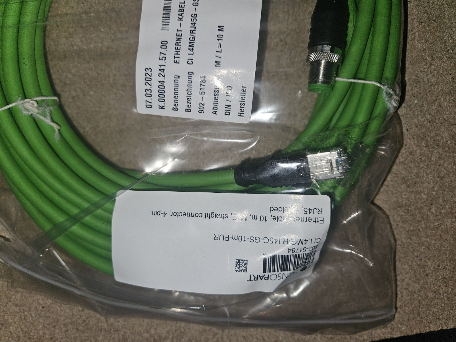 Sensopart Ethernet Cable CI L4MG/RJ45G-GS-10m-PUR, 902-51784,KUKA New Sealed Neu