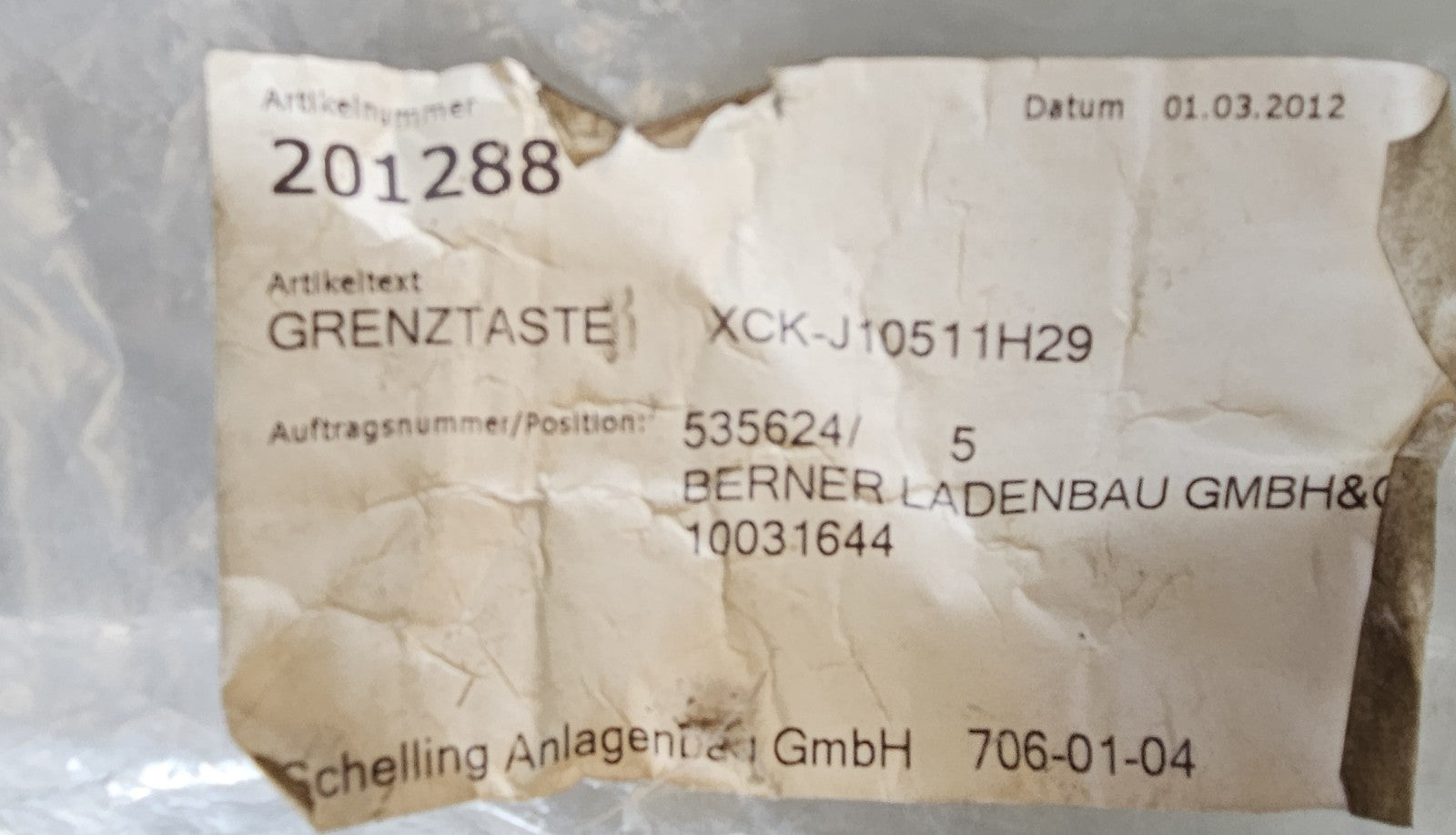 1 x Telemecanique XCK-J10511H29 , Positionswitch Endschalter Neu Unused New 