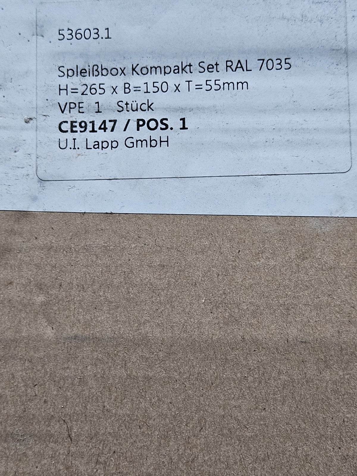 LAPP GmbH Kompakt Spleißbox 53603.1 Neu/ovp, CE9147