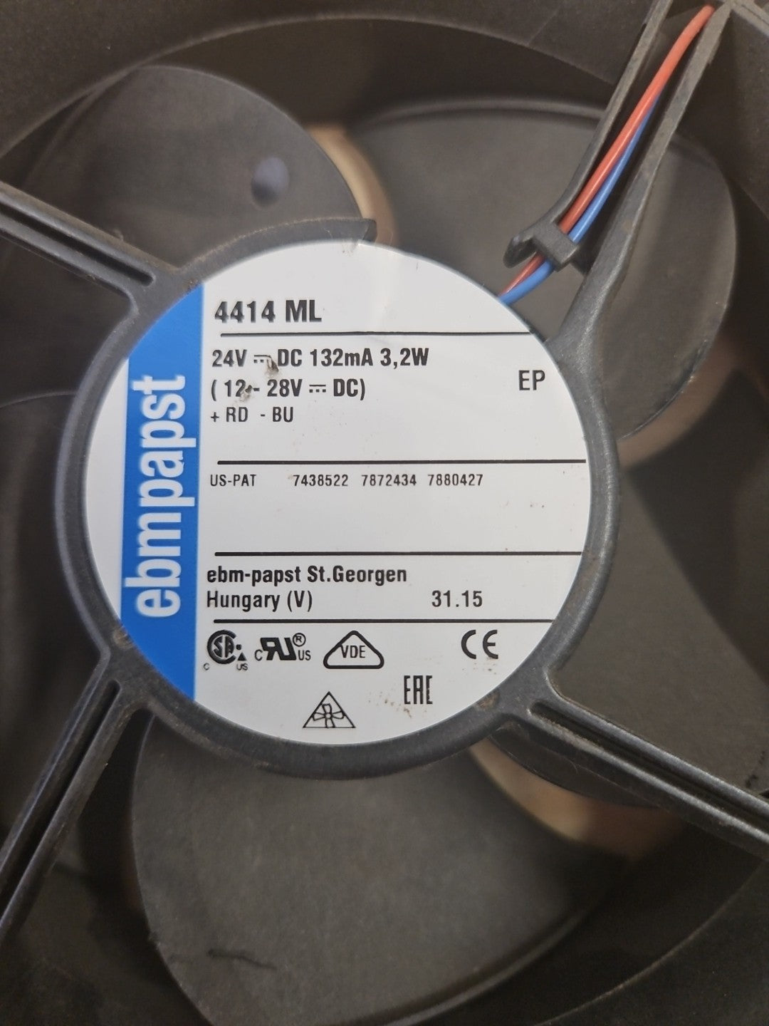 EBM Papst 4414 ML Axiallüfter 24 V/DC 168 m³/h (L x B x H) 119 x 119 x 38 mm NEU