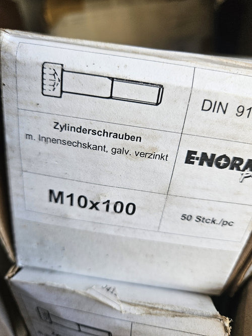 50 Stück  M10x100 Zylinderschrauben DIN 912 galv. verzinkt 8.8 Innensechskant