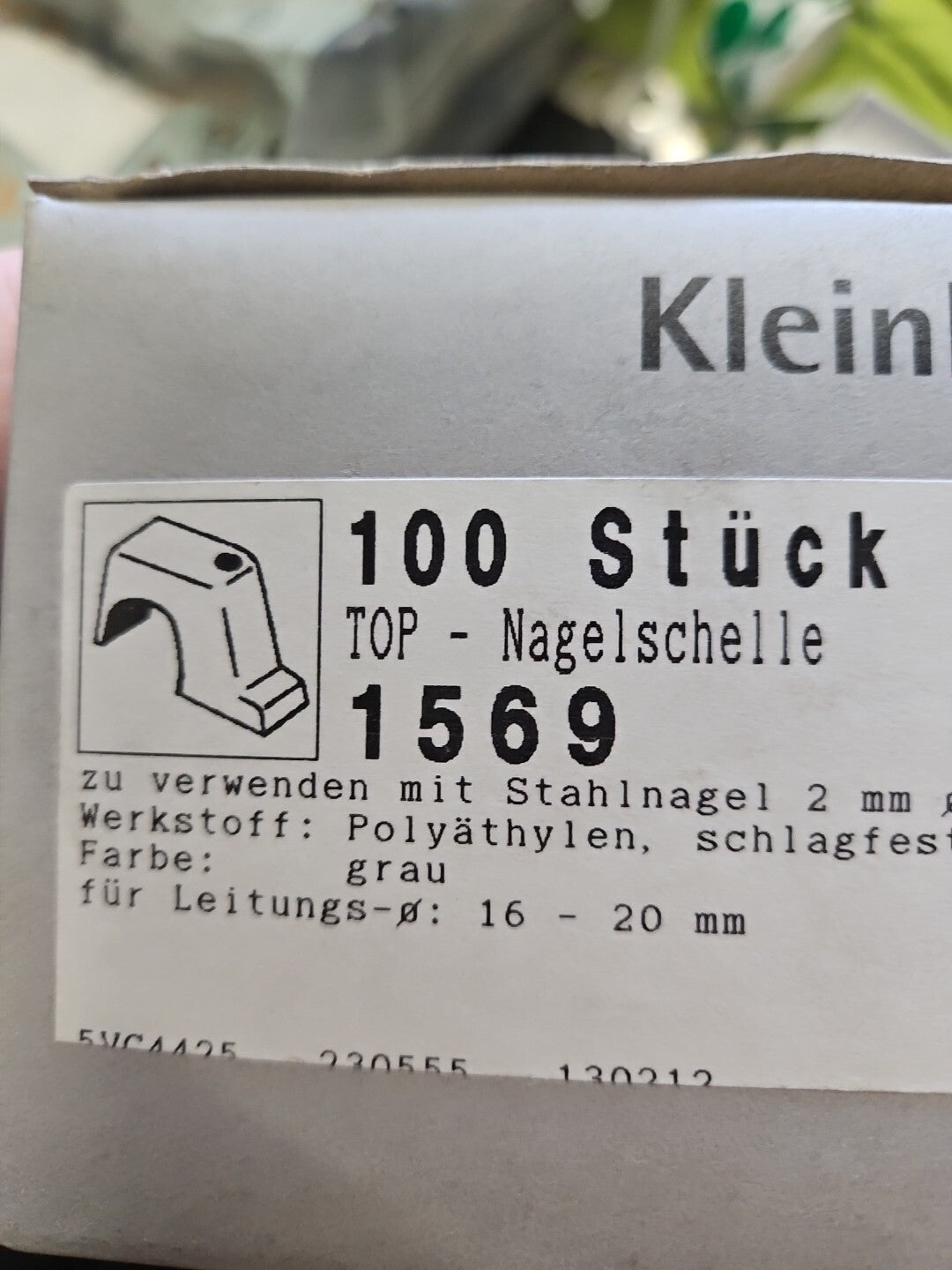 100 Stk. HKL Top-Nagelschelle gr 1569 grau Nagelschellen Kunststoff Neu/Ovp New