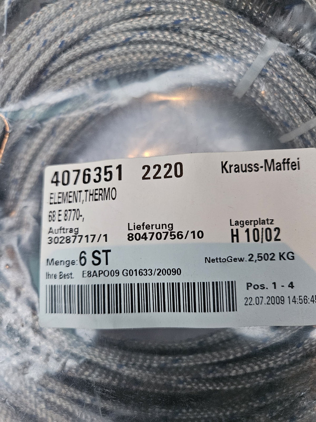 Krauss Maffei Thermoelement 68 E 8770 thermocoupler 4076351, 68E8770 New Unused