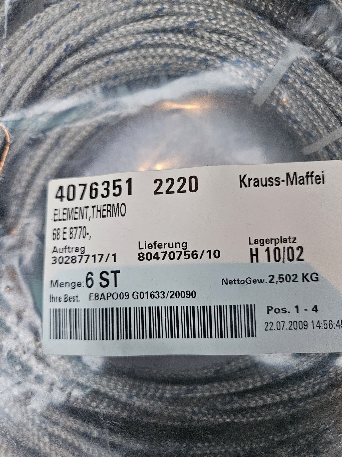 Krauss Maffei Thermoelement 68 E 8770 thermocoupler 4076351, 68E8770 New Unused