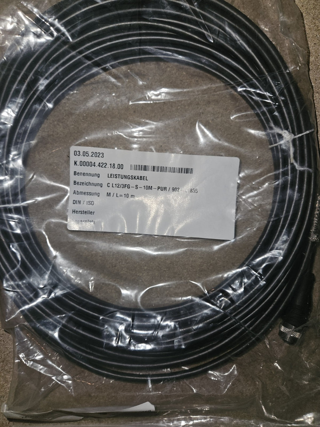 SENSOPART902-51835,C L12/3FG-S-10m-PUR Power cable, 10 m, M12, straight NEW
