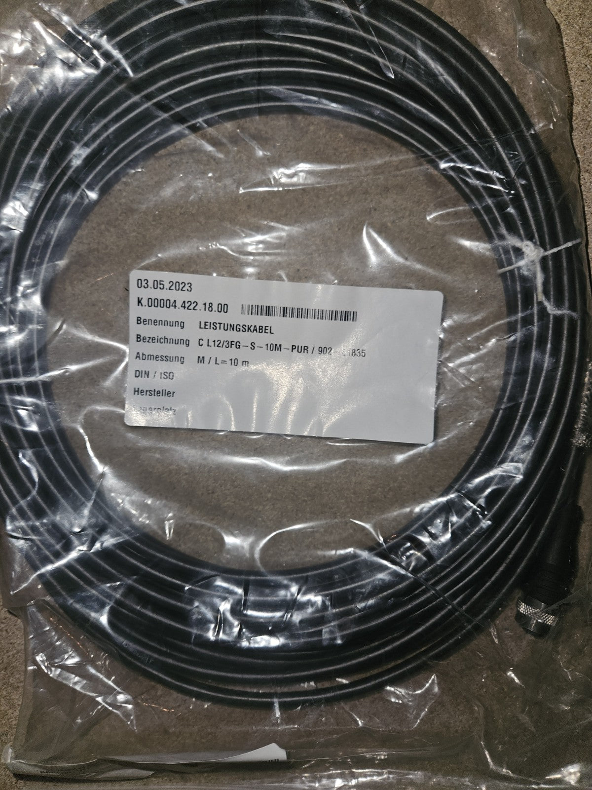 SENSOPART902-51835,C L12/3FG-S-10m-PUR Power cable, 10 m, M12, straight NEW