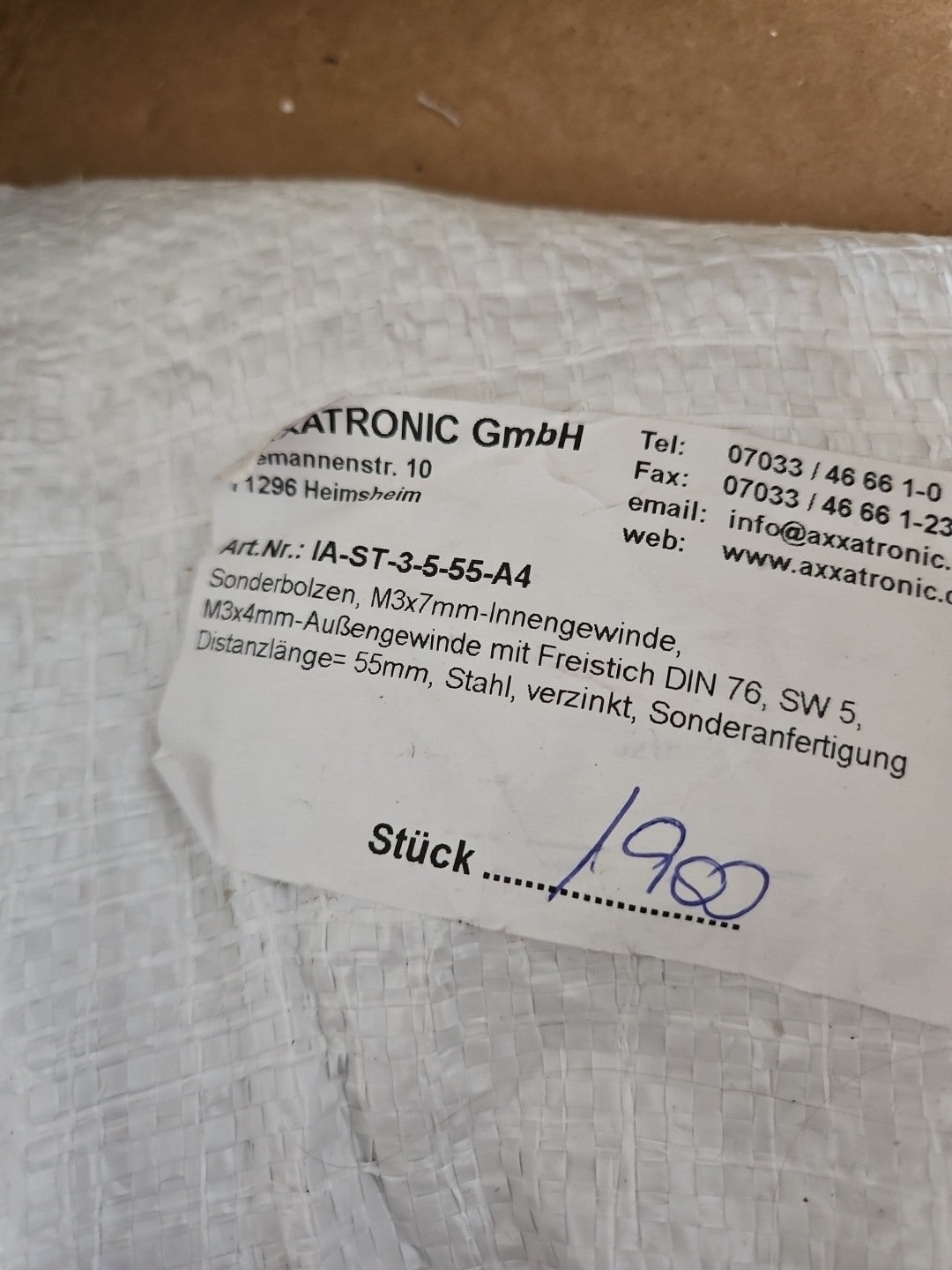 100 x AxxatronicAbstandsbolzen, Distanzbolzen, Abstandshalter, M3x7mm,55mm Neu!