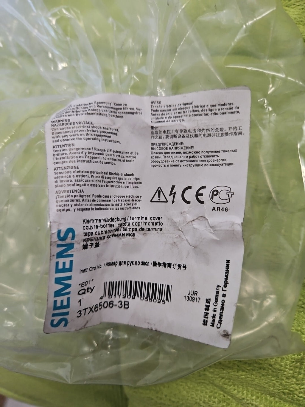 Neu-OVP: 5xSiemens 3TX6506-3B Klemmabdeckung M6 3TX6 5063B Transparent Abdeckung