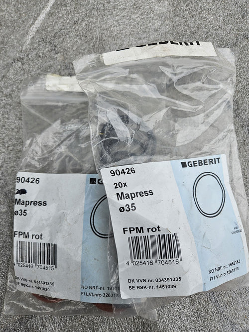 20 x Geberit Mapress Dichtring FPM rot d35 90426, Neu/Ovp, New Old stock Unused