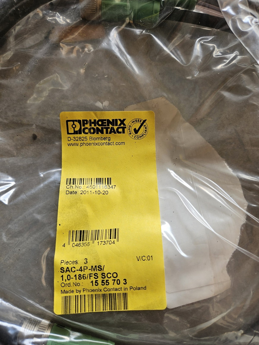 PHOENIX CONTACT SAC-4P-MS/ 1,0-186/FS SCO / SAC4PMS10186FSSCO, 1555703, Neu New
