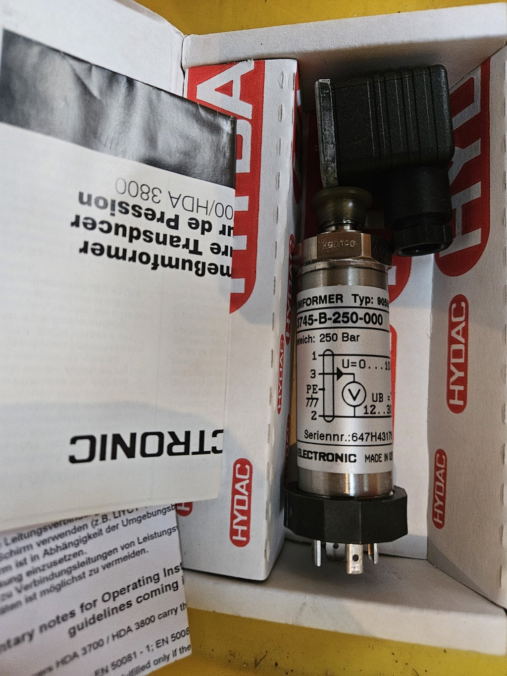 Hydac HDA 3745-B-250-000 DRUCKSENSOR 905000 Pressure Sensor New In Box Neu/Ovp