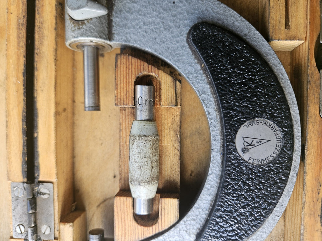 DDR Bügelmessschraube Mikrometerschraube KS Suhl 50-75mm im Etui, TOO ZUSTAND