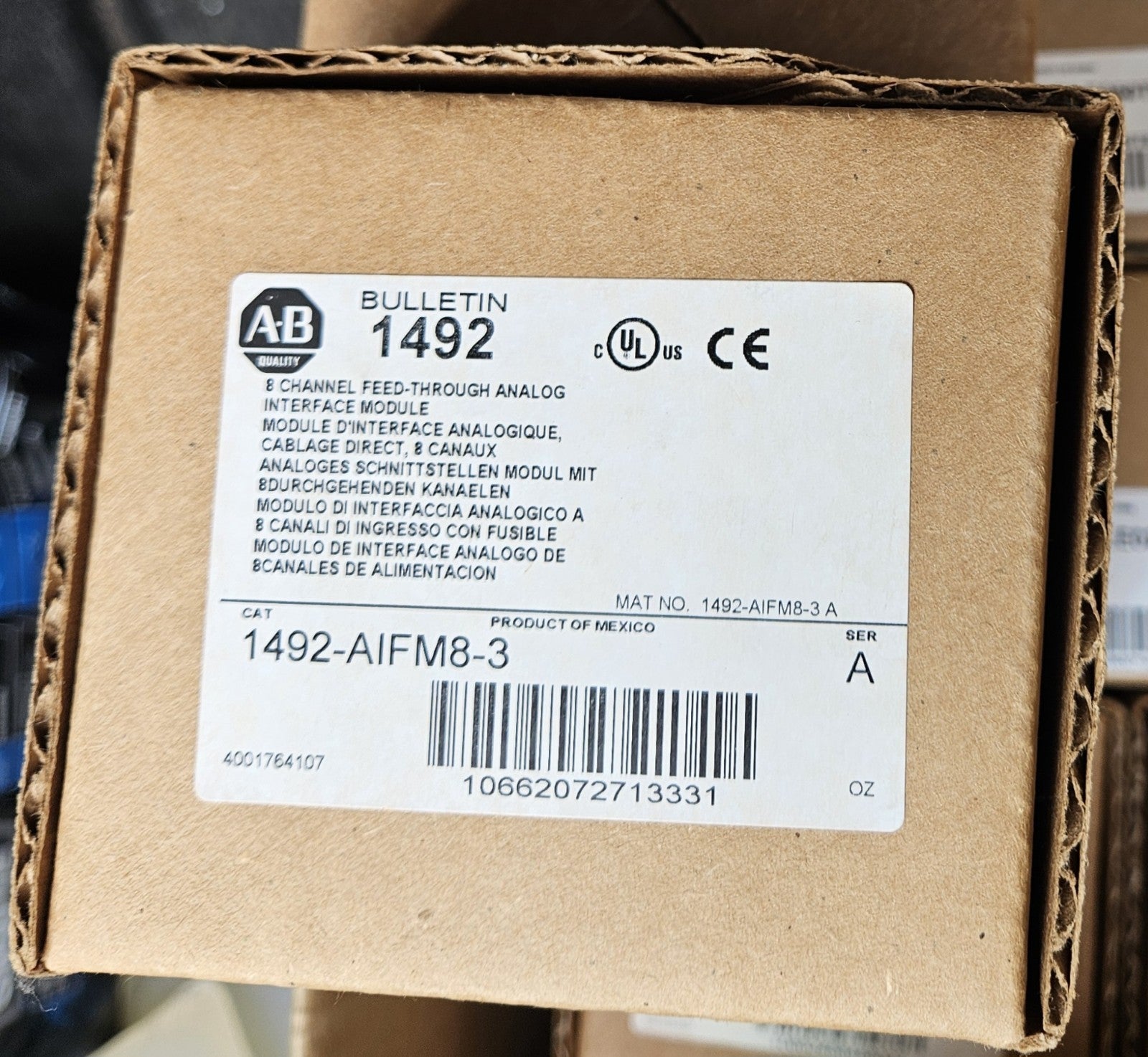 Allen Bradley 1492-AIFM8S-3, 8 CHANNEL ISOLATED FEED-THROUGH ANALOG INTERFACE