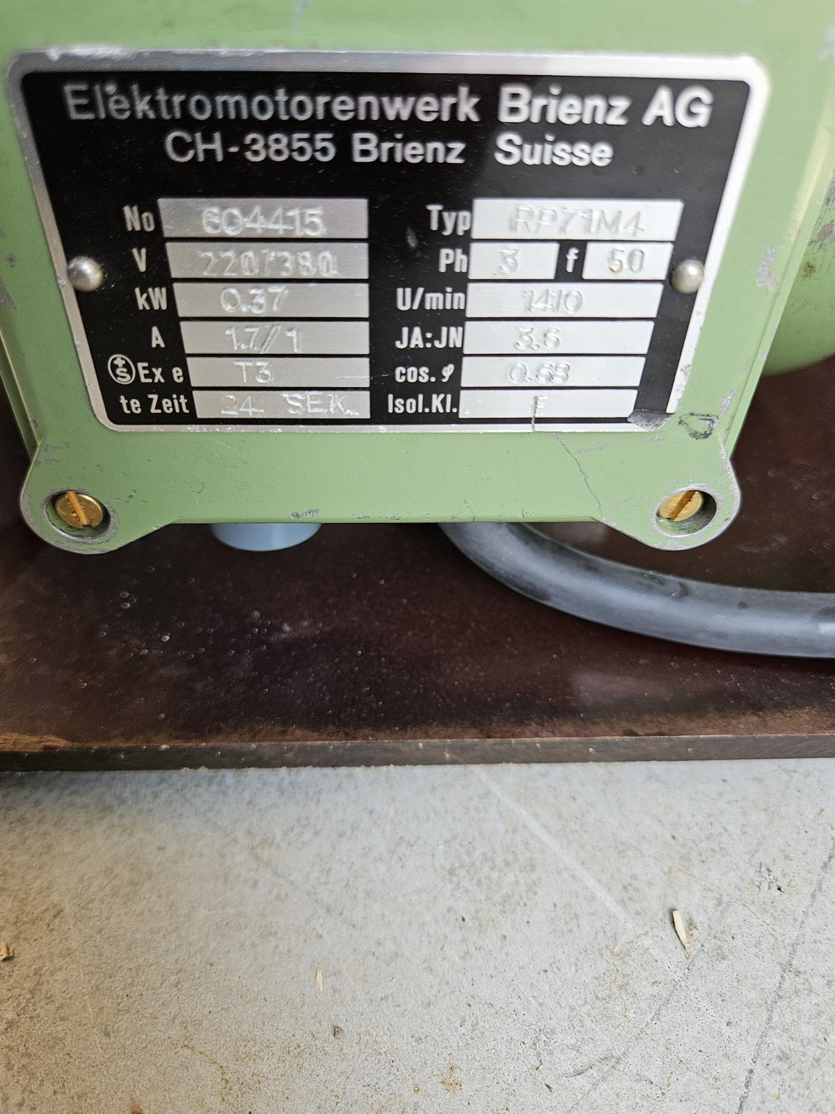 Brienz Elektromotor RP71M4, RP 71 M 4 0.37KW 14100 U/min, Neuwertig, Barely Used
