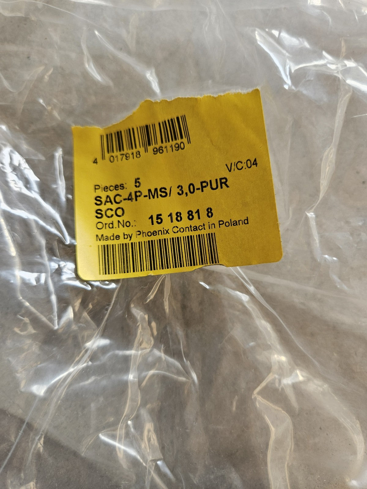PHOENIX CONTACT SAC-4P-MS/ 3,0-PUR/FS SCO / SAC4PMS30PURFSSCO, 1518818 Neu New