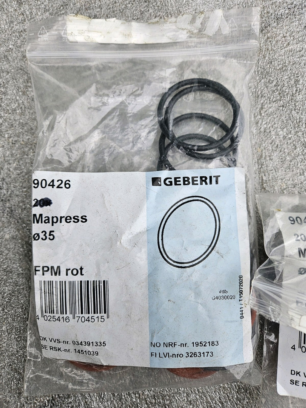 20 x Geberit Mapress Dichtring FPM rot d35 90426, Neu/Ovp, New Old stock Unused