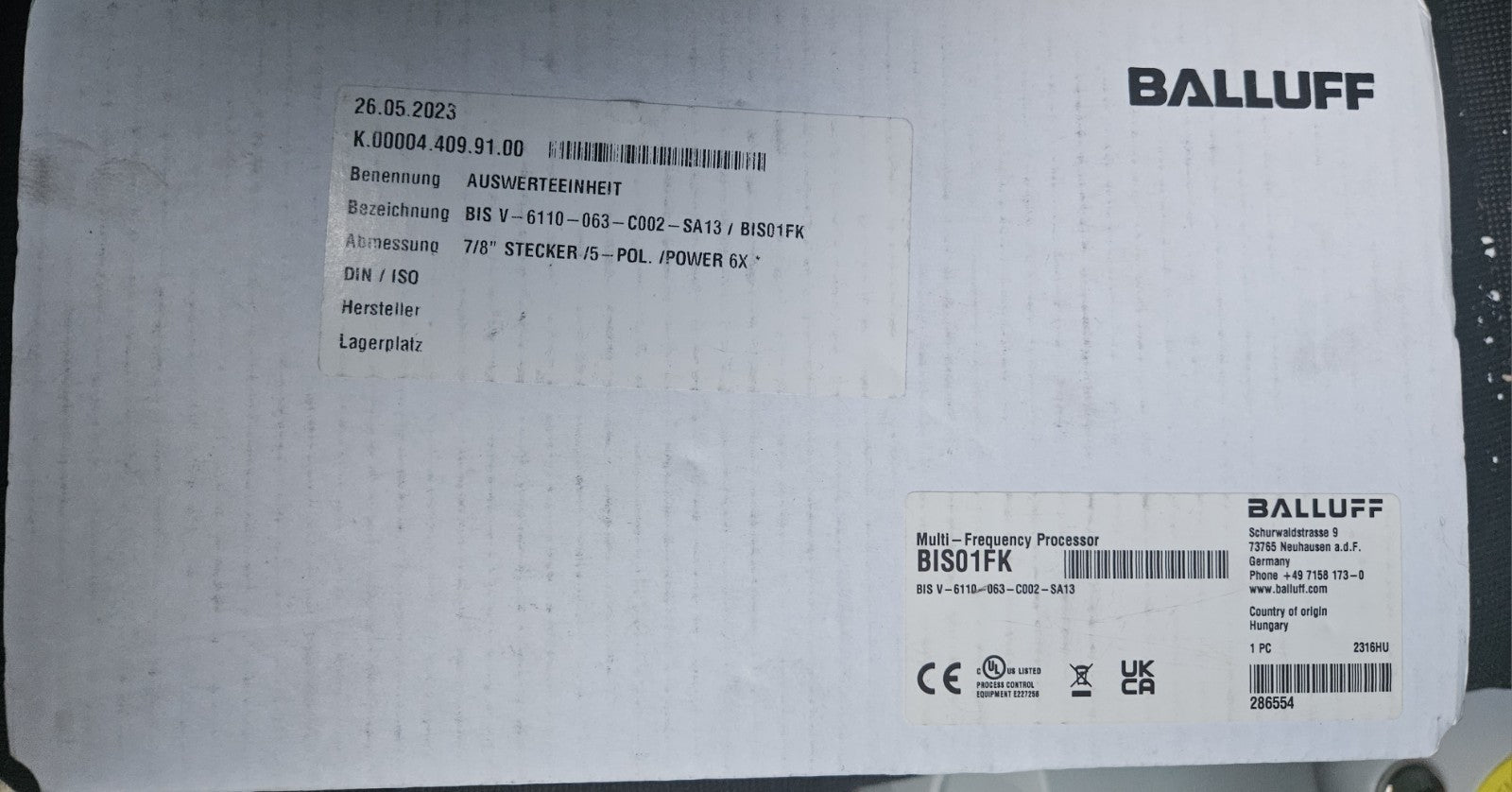 Balluff BIS01FK Multifrequenz Auswerteeinheit BIS V-6110-063-C002-SA13 Neu/ovp