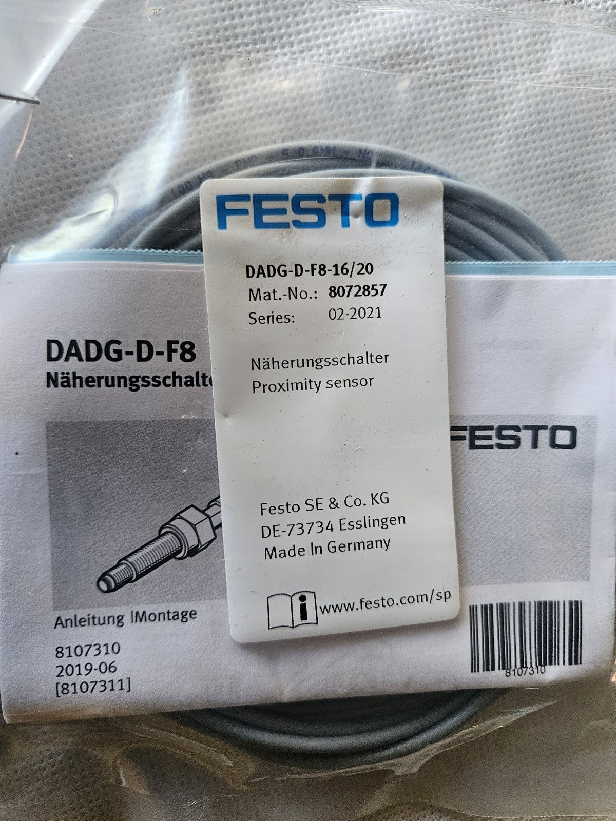 FESTO DADG-D-F8-16/20, 8072857 Näherungssensor, Proximity Sensor Neu New Sealed